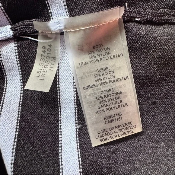 Karl Lagerfeld Paris Women's Striped Ribbed Sweater - Blue, White, Black-Size L - Picture 10 of 11